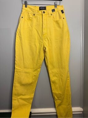 18. Vintage90s VERSACE JEANS COUTURE Yellow High Waisted Jeans3D MedusaHead32x46